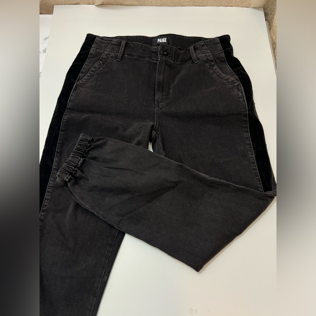 Paige Womens Denim Pocket Slim Elastic Ankle Joggers Jeans Pants Black Size 27